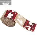 Nastro natalizio da 5cm con motivo a quadri rosso nero e stampa alce lino - 5CM Alce Lino