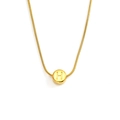 Gold stainless steel snake chain necklace with a polished circular letter H pendant - Letter H