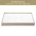 Champagne gold ring display tray with white velvet slots, size 35x24x3cm for jewelry storage - Champagne Beige 100-Slot Ring Display Tray