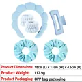 Light blue spa headband set with wristbands, claw clip, and velvet scrunchies - 6-Piece Rectangular Set (4#) / Light Blue