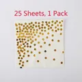 White paper napkins with gold foil polka dots, pack of 25 for party table decoration - Napkins