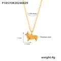 Detailopname van gouden titanium stalen Corgi hanger ketting met 1,3 cm afmetingen - Gouden Hond Hanger Ketting (P1857)