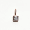 Square cut clear gemstone earring with rose gold finish and secure clasp closure - Rose Gold April