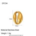 Detailed macro view of a golden stainless steel shell pendant with 15x10mm size dimensions - Gold Conch (DFC54)