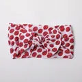 Soft nylon baby headband with sports style basketball print and large knotted bow - White Red Ball Pattern