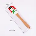 Spatola natalizia in silicone con pupazzo di neve e manico in legno, lunga 25 cm - Stile Pupazzo di Neve