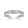Luxurious S925 silver wide band ring with three rows of shimmering moissanite stones - R13119+gra/black Card / US Size 7 / Circumference 54.3mm