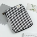 Checkered 13-inch laptop sleeve with black and white grid pattern and front pocket - 11" / Black and White Plaid
