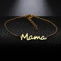 Collier Mama doré en acier inoxydable avec chaîne réglable sur fond noir - Bracelet / Or