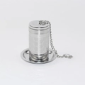 SUS304 stainless steel tea infuser cylinder with chain and matching base tray - Mini Machined Honeycomb Style + Base