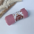 Pleated bubble cotton shawl in dusty rose color with hand made fashion paper wrap - Style #16