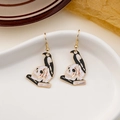 Gothic raven skull and book drop earrings with dark aesthetic and red enamel details - Crow Skull Book Style (E5738-4)