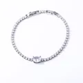 Silver tone tennis bracelet with cubic zirconia and oval stone, 19cm length and 5.2g weight - Silver Oval White Zircon