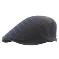 Berretto patchwork blu e grigio con motivo a griglia e fibbia in metallo regolabile - Regolabile / Blu navy