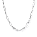 Minimalist silver stainless steel chain with geometric circular and rhombus links - White Gold 5+1 Oval Geometric Chain