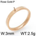 Rose gold stainless steel 3mm ring base with pin for DIY pearl jewelry settings - US 6 / Rose Gold