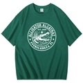 Dark green alligator alcatraz graphic t-shirt with crew neck and white logo print - Dark Green