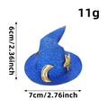 Molletta cappello da strega blu glitterato con stelle e luna dorate, larga 7 cm - Taglia unica / Blu