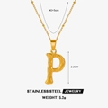 Golden stainless steel necklace featuring a square pendant with a minimalist letter P - Letter P
