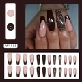Deep burgundy long ballet press-on nails with french tips and glitter accents - Wine Red Hot Girl (W1133)