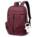Zaino bordeaux minimalista in tessuto impermeabile con portachiavi astronauta - 6399 Rosso + Ciondolo Astronauta