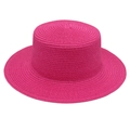 Eleganter fuchsiafarbener französischer Strohhut mit flacher Krone für den Strand - Fuchsia