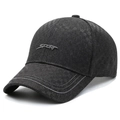 Dark grey baseball cap for elderly men with SPORT embroidery and dual stitching details - Adjustable / Dark Gray