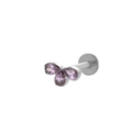 F136 titanium piercing stud with purple zircon flower design and flat back labret - 6# Silver Purple Gem Cluster