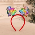 Christmas headband with colorful sequined trees and Merry Christmas text decor - Multicolor Sequin Tree