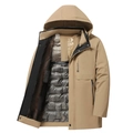 Parka d'hiver kaki pour homme avec doublure en fausse fourrure et couches isolées - L / Khaki