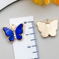 Ciondolo farfalla in smalto blu con cornice dorata e strass di cristallo per gioielli DIY - Blu scuro