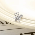 Polished silver metal bow cartilage piercing stud earrings on white ceramic plate decor - Bow-knot Style (A676)