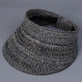 Women's knitted open-top sun hat with wide brim in a stylish heather grey weave - M (56-58cm) / Mixed Black