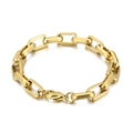 Luxury gold rectangular paperclip chain bracelet for men with polished stainless steel finish - Bracelet 21cm / Gold