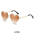 Heart shaped sunglasses with brown melting teardrop lenses and gold metal frame - Gradient Orange