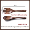 Natural acacia wood salad server set with 26cm ergonomic handle and smooth finish - Salad Fork / 26*7cm