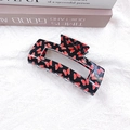 Pinza para el pelo rectangular vintage negra con patrones de mariposas rojas - Negro