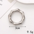 Detail of 3cm silver bamboo style spring ring clasp with 9.5g weight specification - Bamboo Style Ring / 30MM / Silver