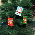 Christmas tree hanging ornaments set featuring Santa, snowman and bell on festive pine branches - 6Pcs Christmas Theme Greeting Cards Set