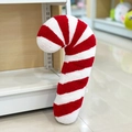 Plush candy cane shaped throw pillow with classic red and white striped pattern - Red & White Striped Cane