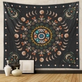 Böhmischer Mandala-Wandteppich mit Mondphasen auf dunklem Grund für die Wanddekoration - 73*95CM / Gebürsteter Stoff