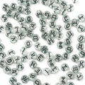 Transparent round acrylic letter beads with colorful glitter and black A-Z initials - New Transparent Black Letters