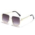 Square half-frame sunglasses with gold metal temples and dark grey gradient lenses - Gold Frame Gradient Gray Lens