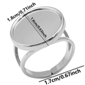 Detailed view of adjustable stainless steel ring base with oval tray and dimensions - Oval Flat Base
