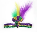 Carnaval pailletten veren haarband voor masquerade feest, kleurrijk haaraccessoire leuk. - Mardi Gras Goud Groen Paars Clown Hoofdband Stijl A