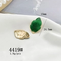 Detailansicht grüner Emaille-Blattanhänger mit Maßen für die DIY-Schmuckherstellung - 4419# Grünes Emaille Blatt