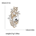 Golden vintage alloy brooch with clear rhinestones and crystal leaf design for women - Gold
