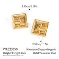 Boucles d'oreilles carrées dorées en acier inoxydable imperméable et hypoallergénique - Style Carré Plissé Brossé (YYE023550)