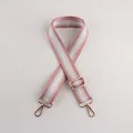 Pink and silver striped thick canvas bag strap with golden metal lobster clasps - A25 Stripe Shimmer
