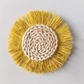 Bohemian woven grass wall decor featuring a yellow fringe sunflower design - Yellow Tassel Style (18cm)